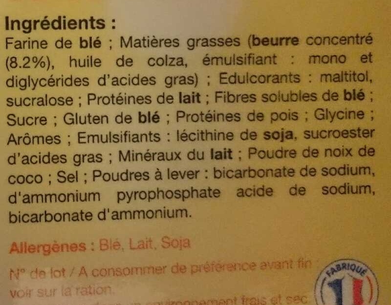 Biscuits diététiques saveur beurre - المكونات - fr
