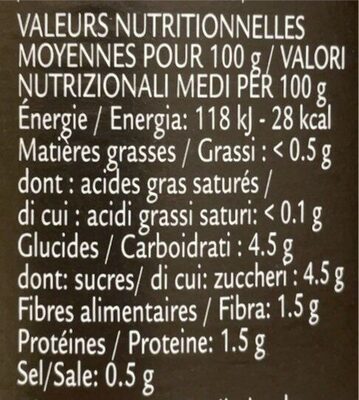Purée de Tomates au Basilic sans peau & sans pepins - Voedingswaarden - fr