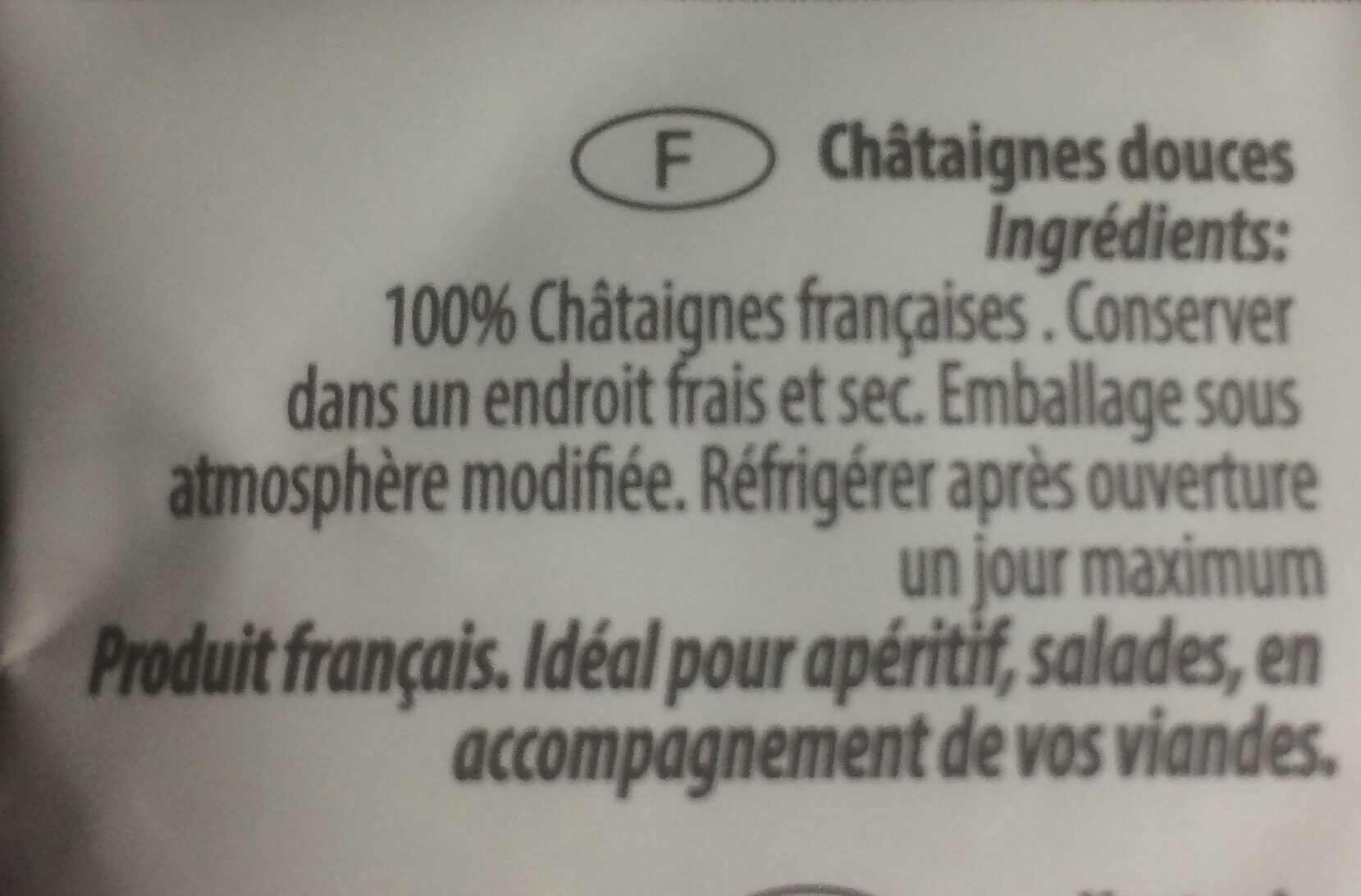 Chataignes de france moelleuses - Ingrédients