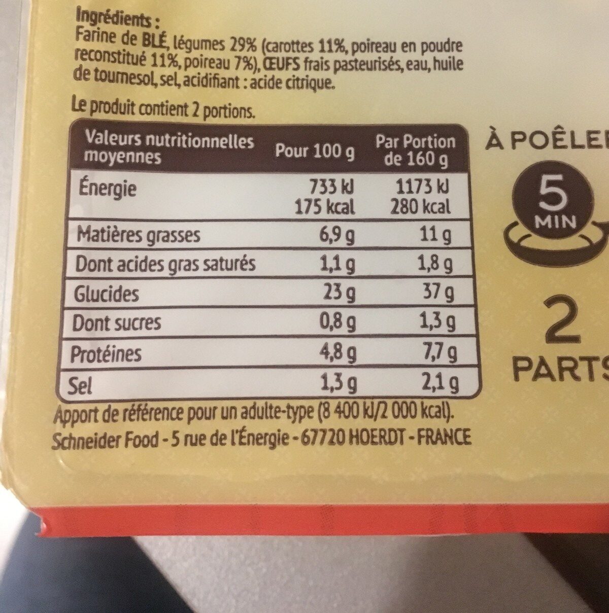 Spaetzle aux légumes - Ingrediënten - fr