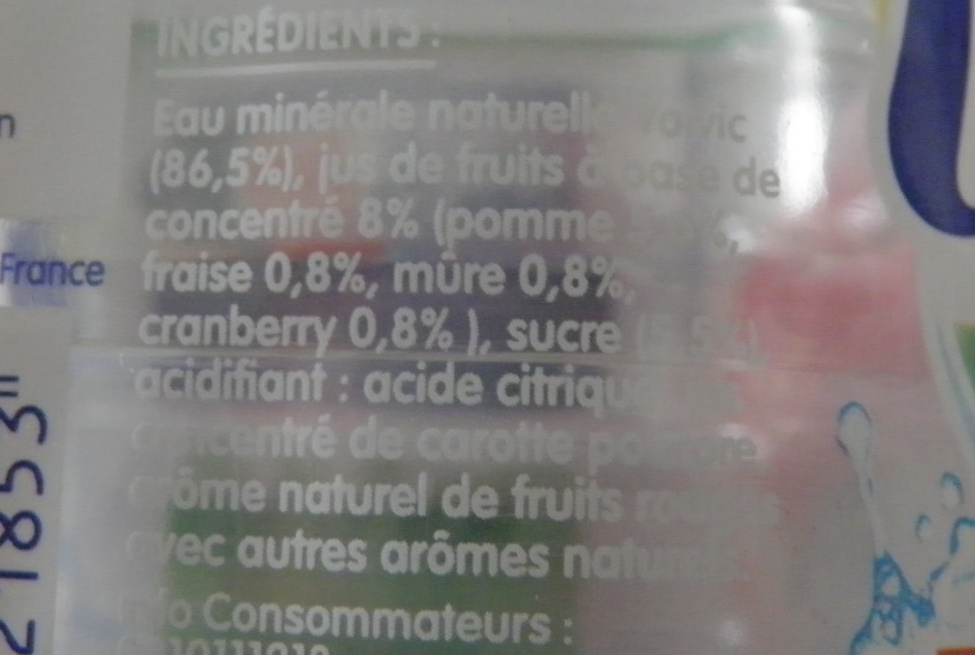 Juicy au jus de omme - Fruits rouges - Ingrédients