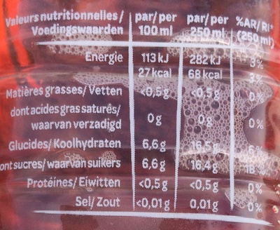 Volvic Juicy Fraise - Tableau nutritionnel