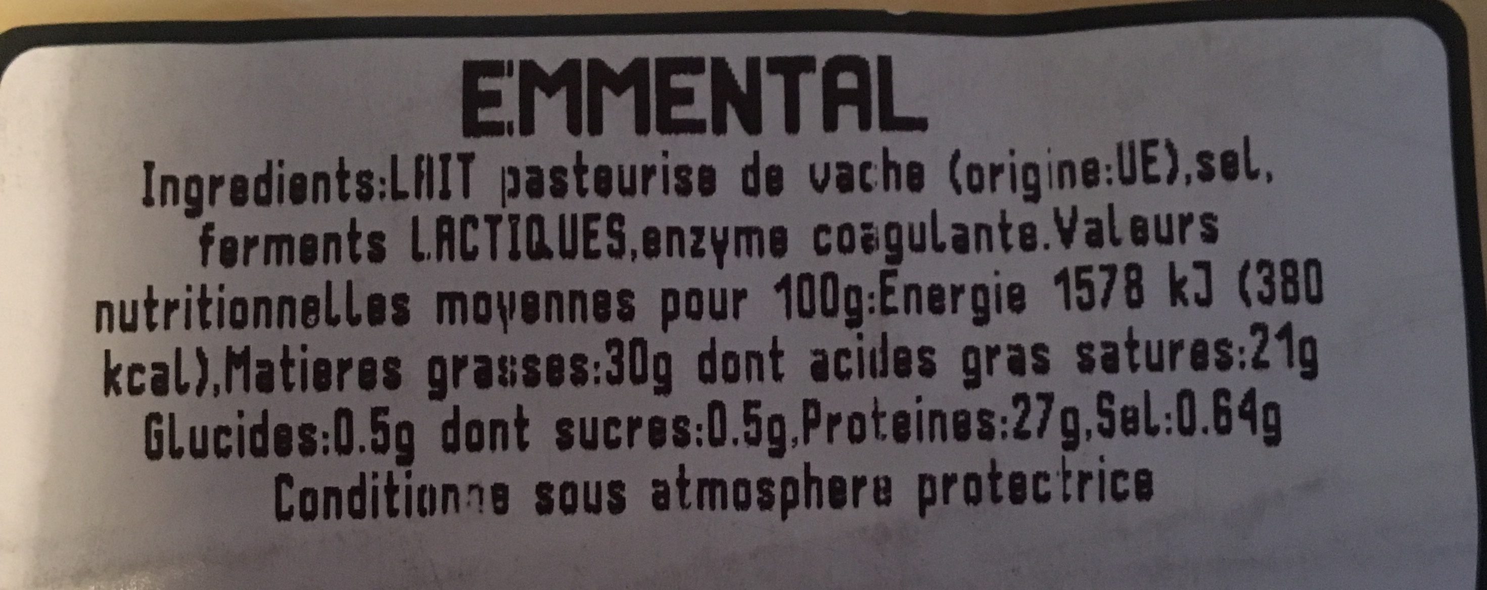 Emmental - Ingrediënten - fr