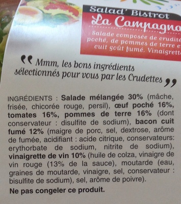 Salad'bistrot la Campagnarde (Les Crudettes) - Ingredienser - fr
