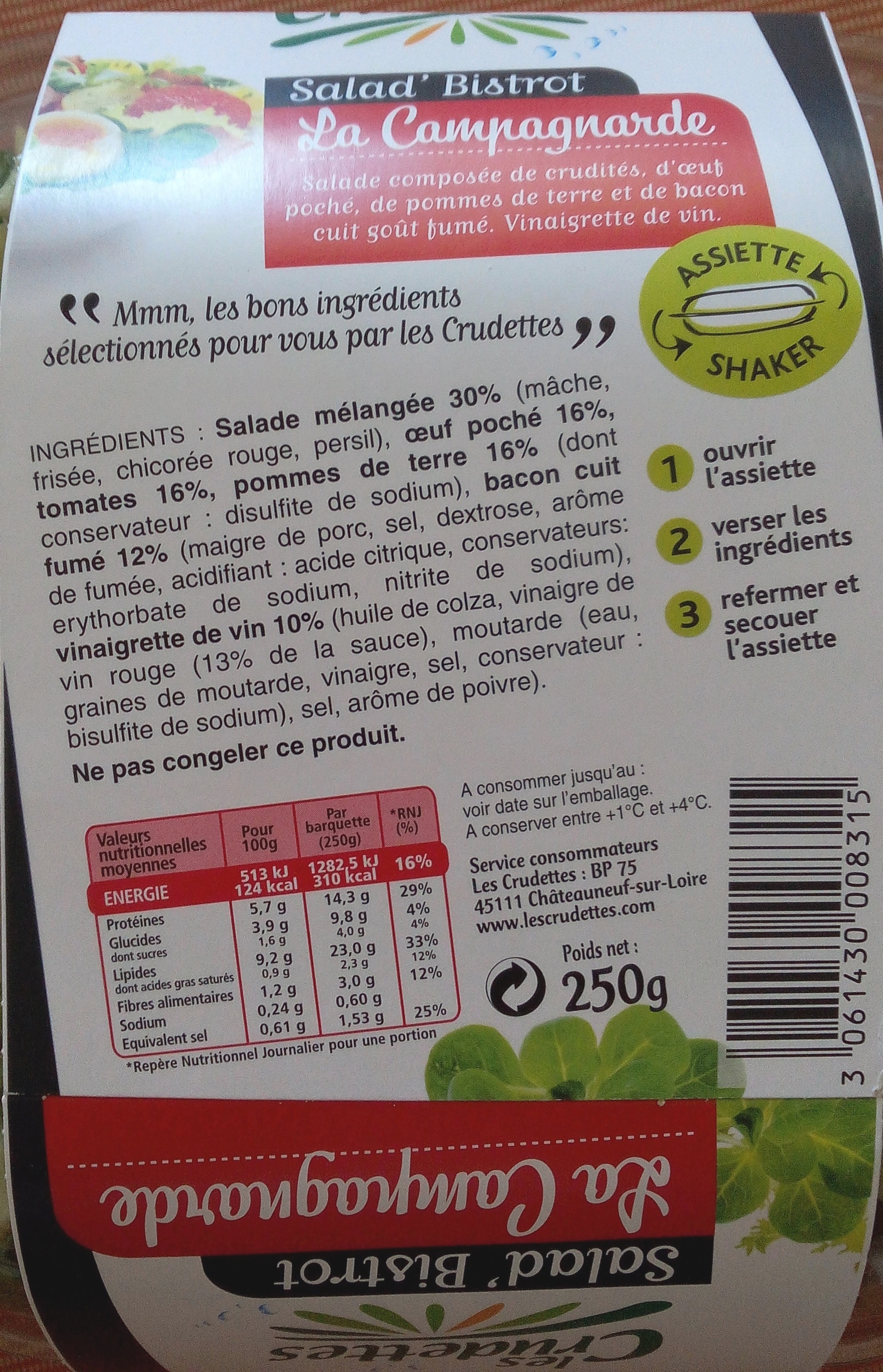 Salad'bistrot la Campagnarde (Les Crudettes) - Näringsfakta - fr