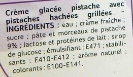 Crème Glacée Pistache avec Morceaux de Pistaches Grillées - المكونات - fr