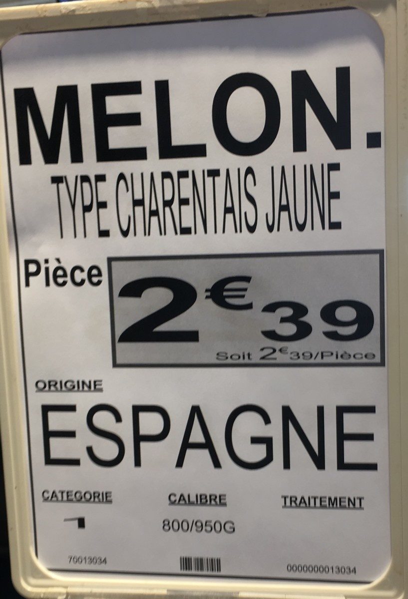 Melon type charentais jaune - Ingrédients