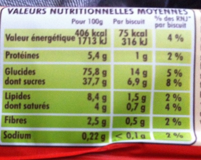 BN Goût Fraise - Valori nutrizionali - fr