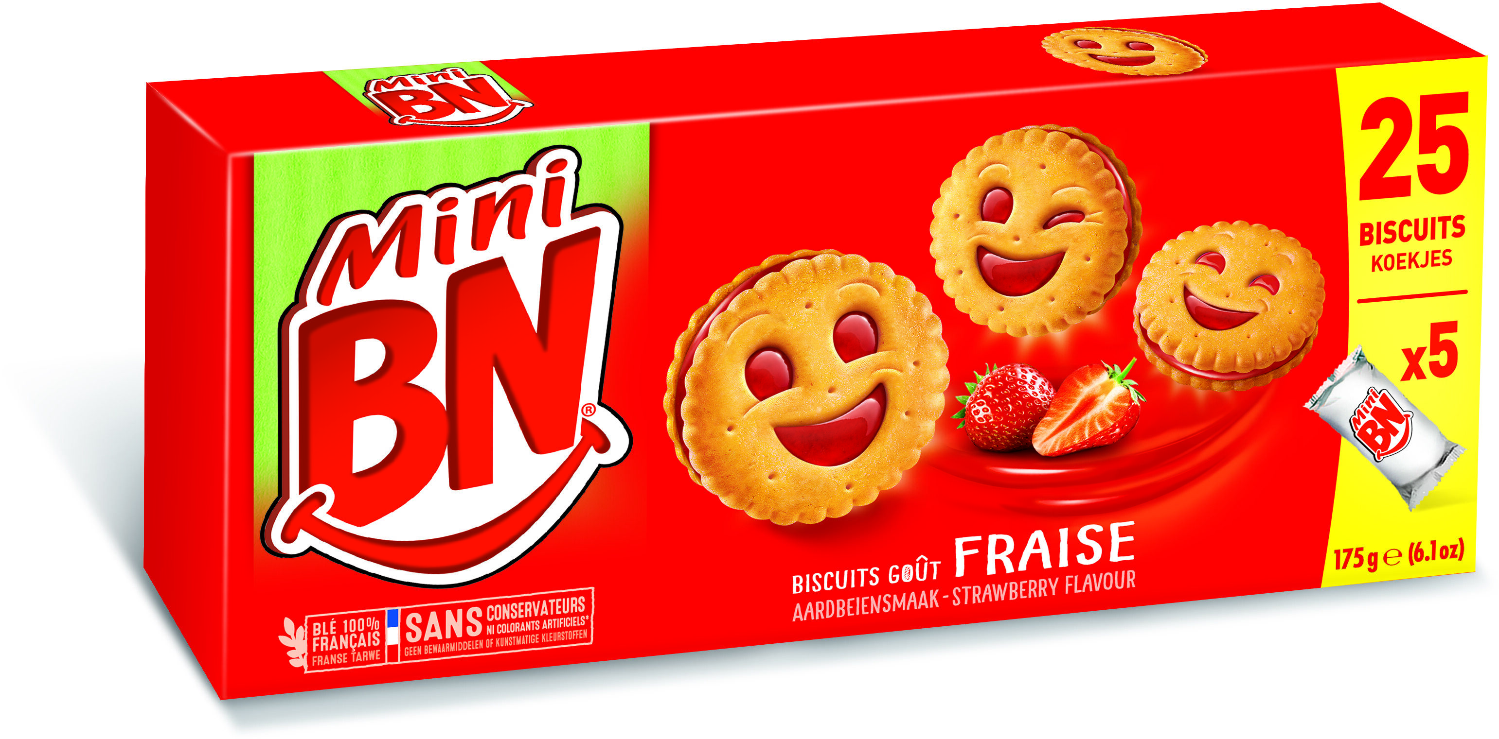 BN - Cookies - Mini Strawberry x 5, 175g (6.2oz) - Produit