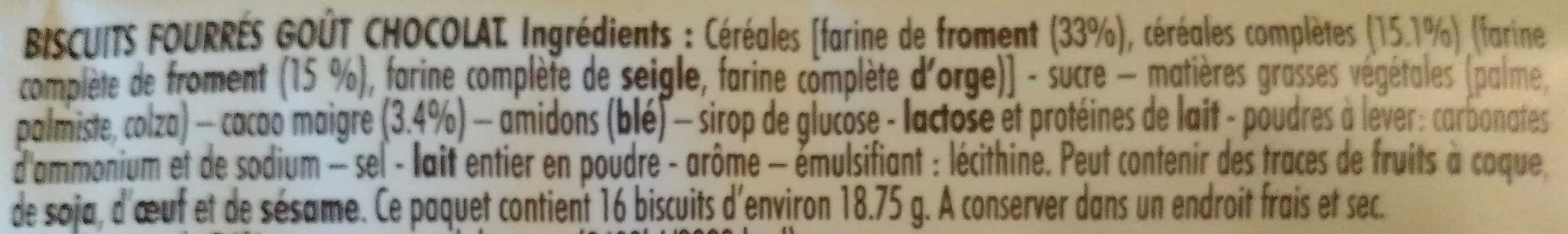 Biscuits Goût Chocolat - Ingrediënten - fr