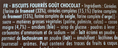 Biscuits goût chocolat - Ingrédients