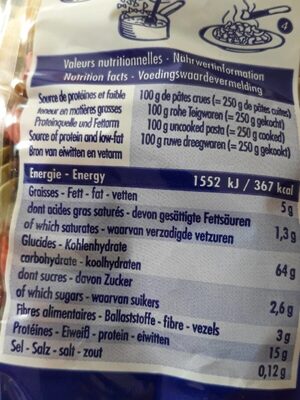 Torsades Tricolores - Nutrition facts - fr