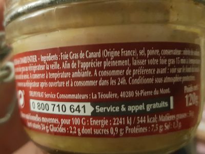 Foie gras de canard entier - Ingrédients