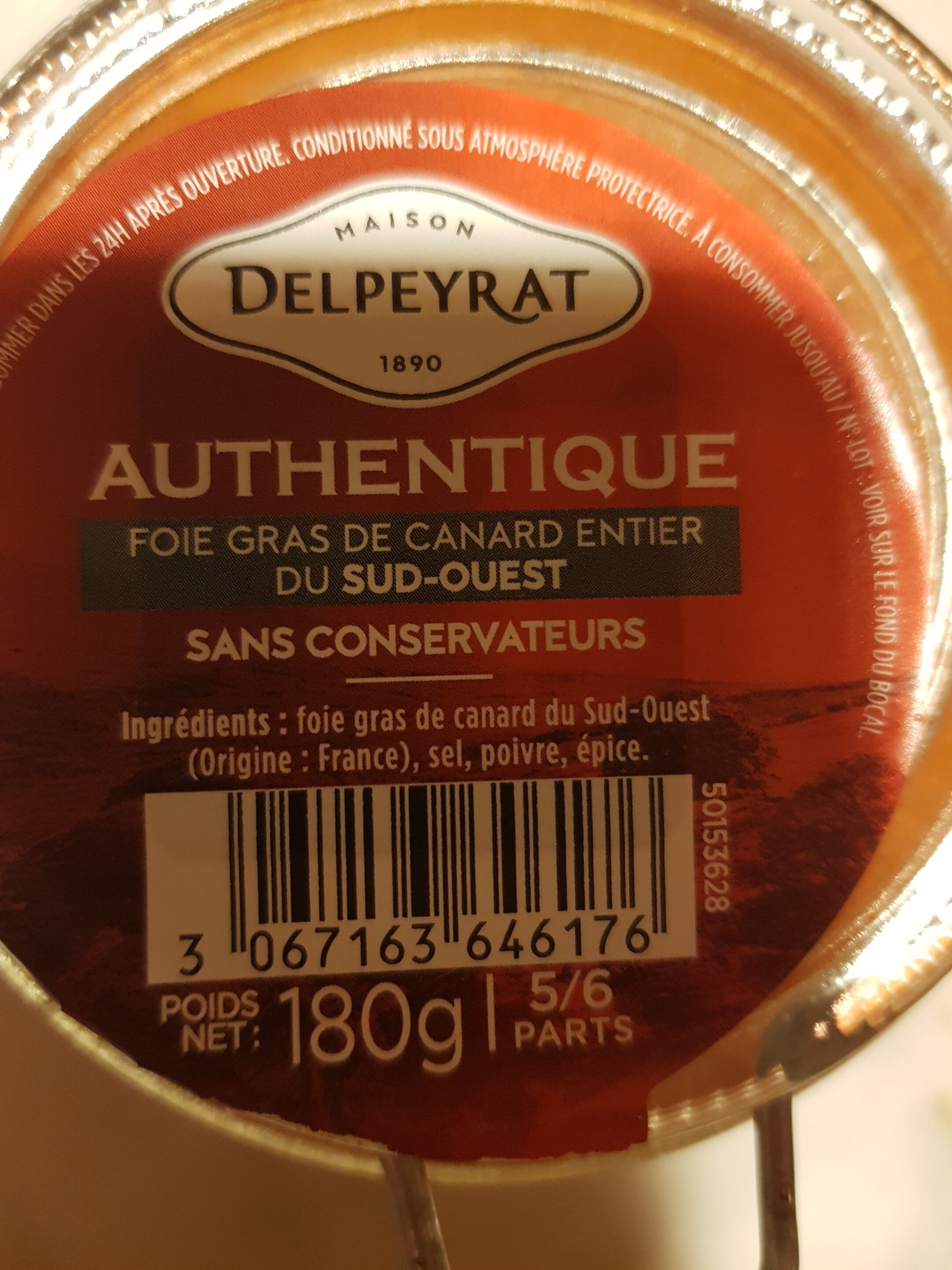 Foie Gras de canard entier du Sud-Ouest - Ingrédients