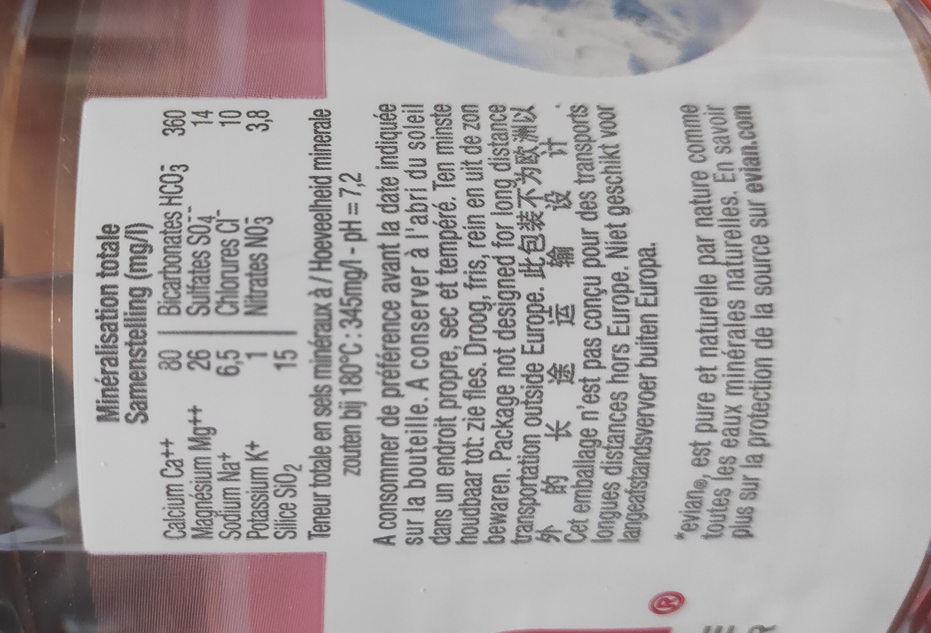 Evian - Nutrition facts - fr