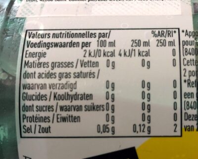 Badoit Zest Citron - Tableau nutritionnel