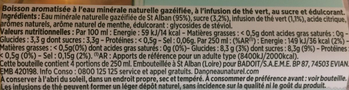Badoit bulles et thé - Ingredients - fr