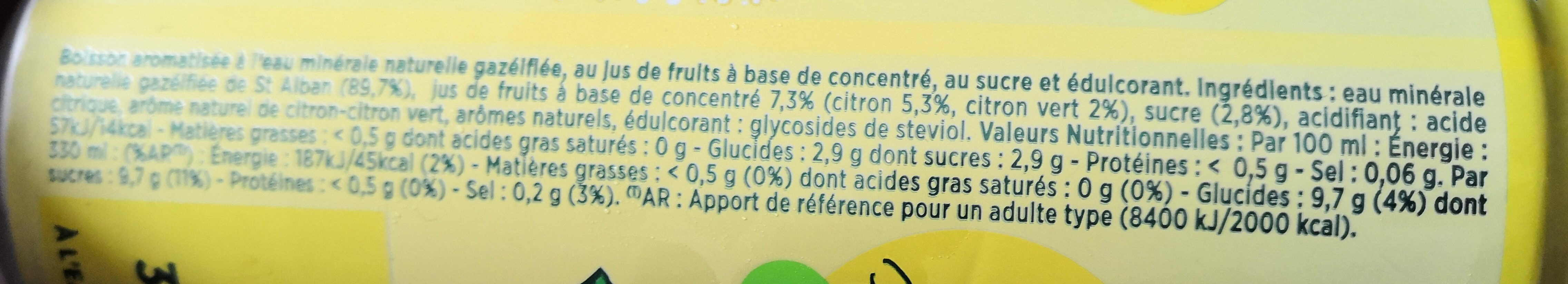 Bulles de fruit citron touche de citron vert - Ingrédients