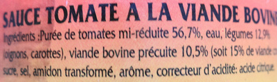 Sauce bolognaise 100% boeuf - Zutaten - fr