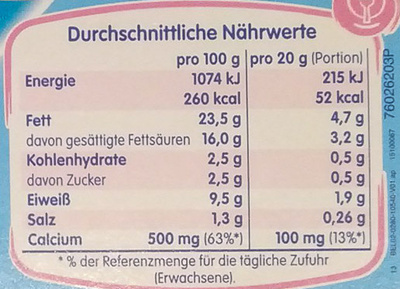 kiri mit Joghurt - Tableau nutritionnel - de