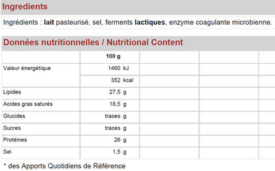 Leerdammer Baguette 8 tranches - Nutrition facts - fr