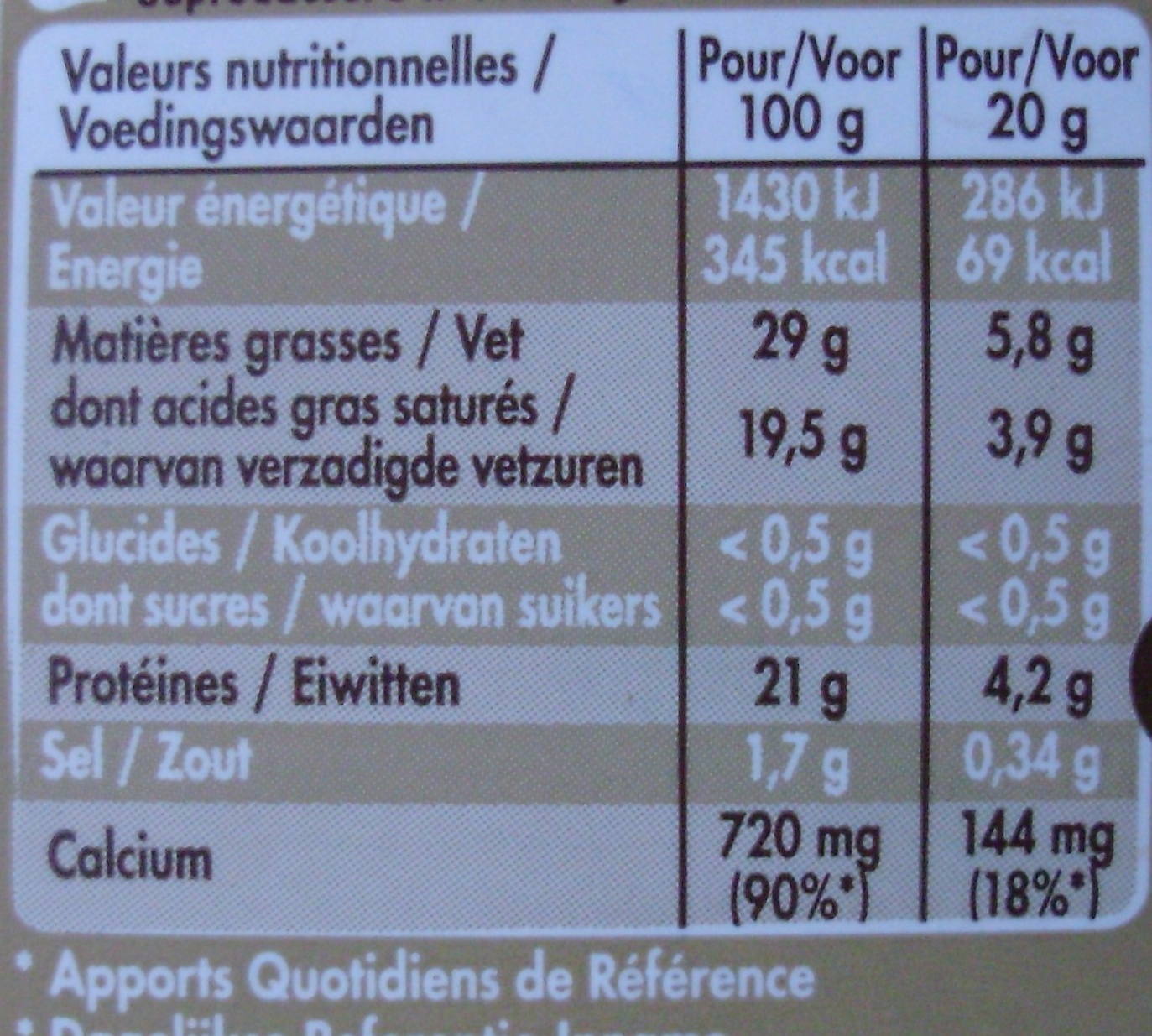 Mini Babybel Mini Caractère  x 6 - Nutrition facts - fr