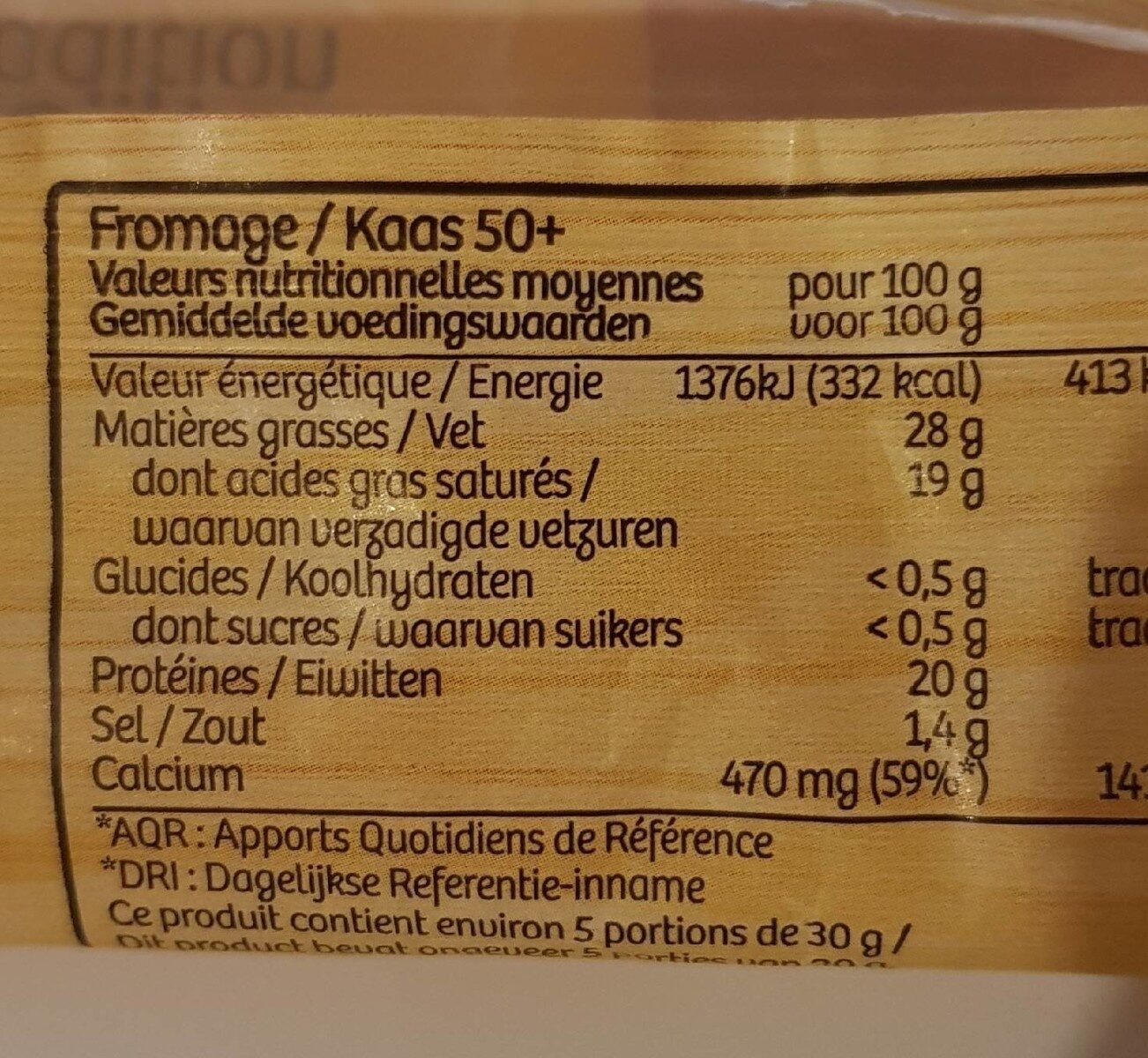 Fagotin tradition - Nutrition facts - fr