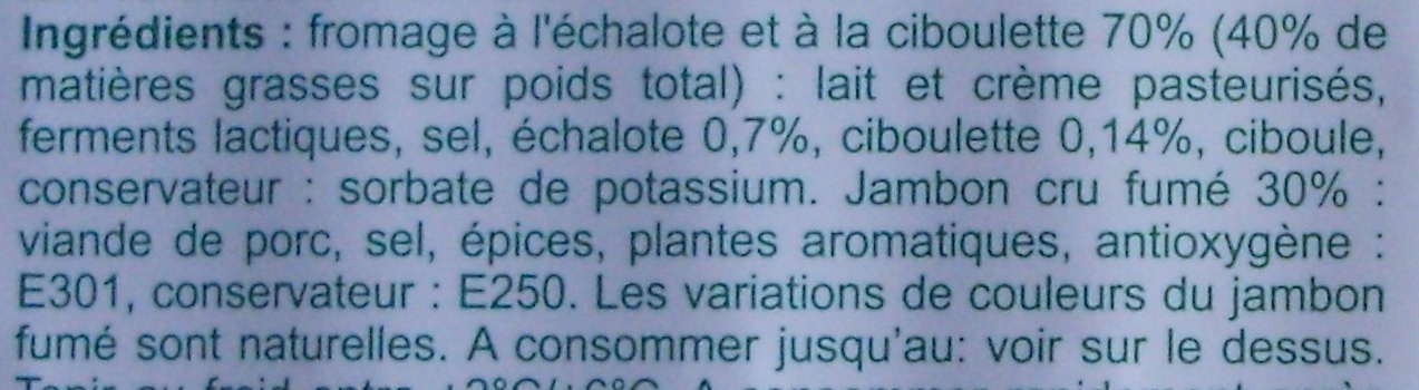 Boursin Apéritif Les roulés Jambon fumé Echalote Ciboulette - Ingredients - fr
