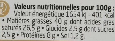 Boursin® Echalote & Ciboulette - Tableau nutritionnel