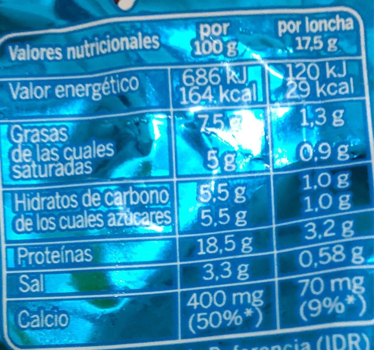 queso light - Nutrition facts - es