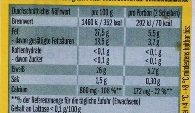 Feine Scheibe zart-nussig - Nutrition facts - nl