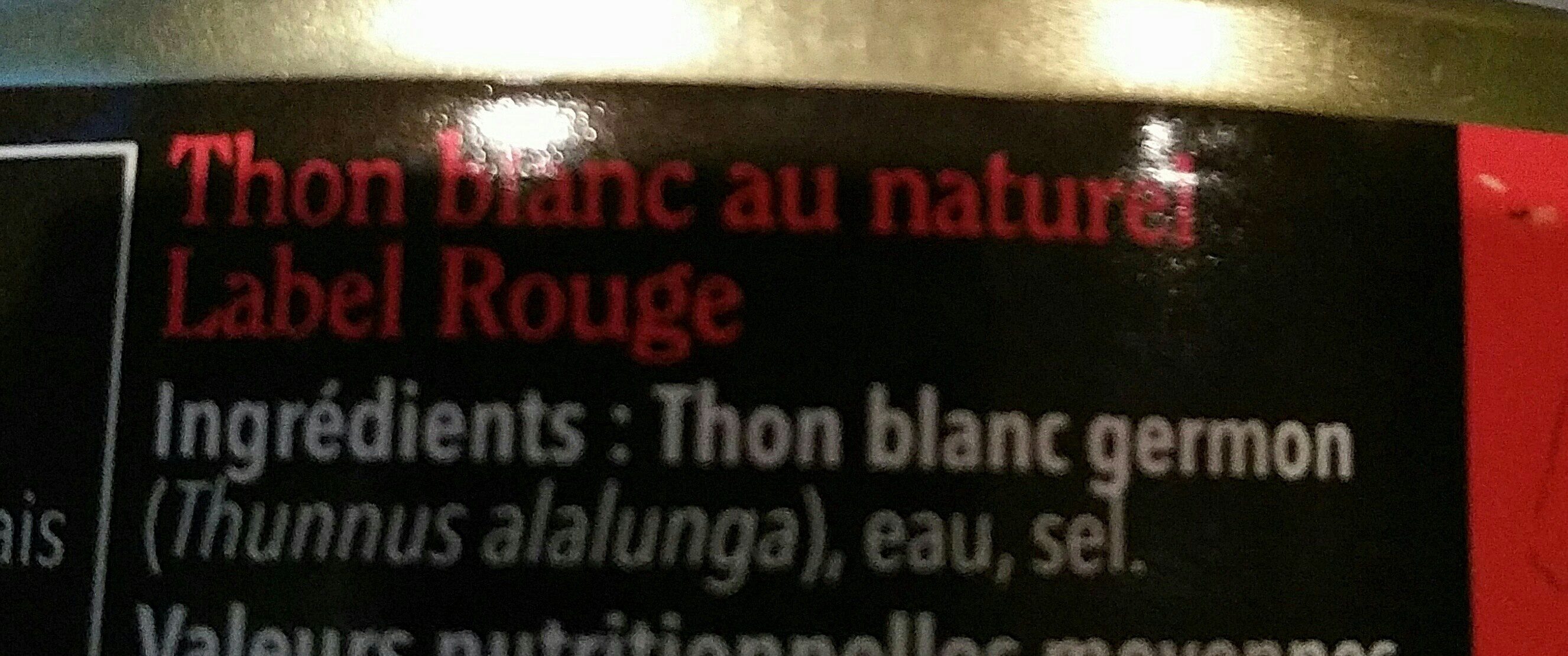 Thon blanc label rouge au naturel - Ingrédients