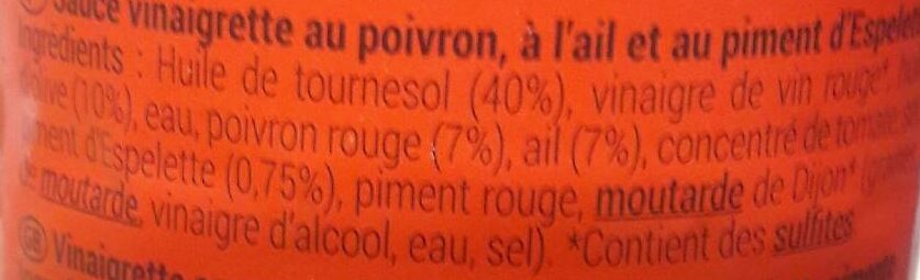 Sauce vinaigrette poivron ail piment d'espelette - Ingredients - fr