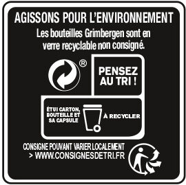 Grimbergen Bière d'Abbaye 6X25CL GRIMBERGEN CERISE 6.0 DEGRE ALCOOL - Instruction de recyclage et/ou informations d'emballage