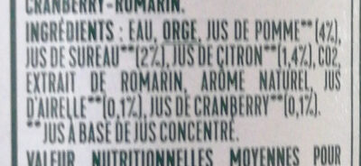 Bière Sans Alcool CRANBERRY ROMARIN 0,0% - Ingredients - fr