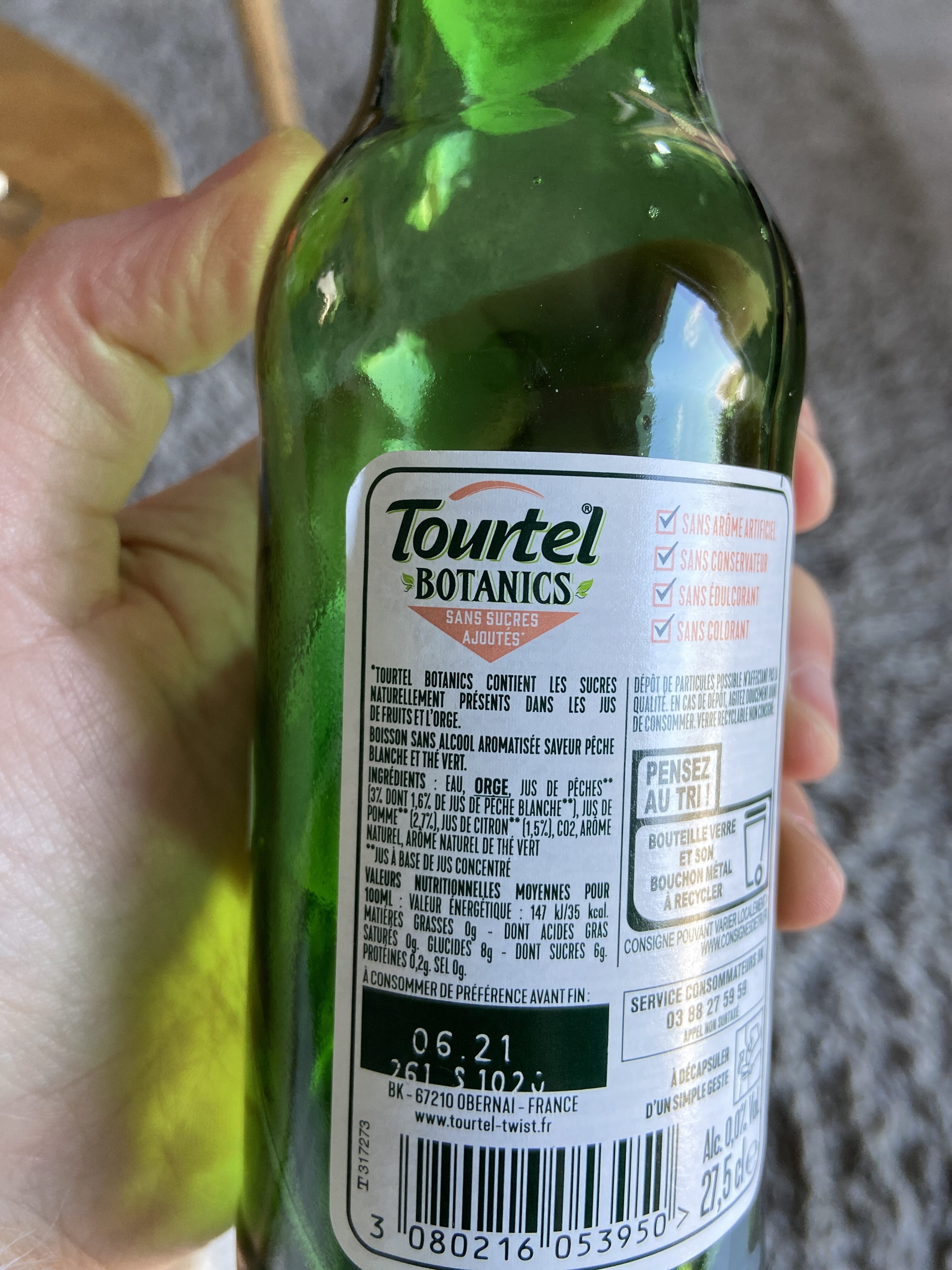 Tourtel 27.5 cl Tourtel Botanics Pêche Thé 0.0 DEGRE ALCOOL - Ingredients - fr