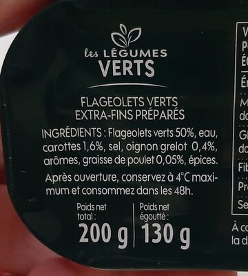 Flageolets préparés - Ingredienser - fr