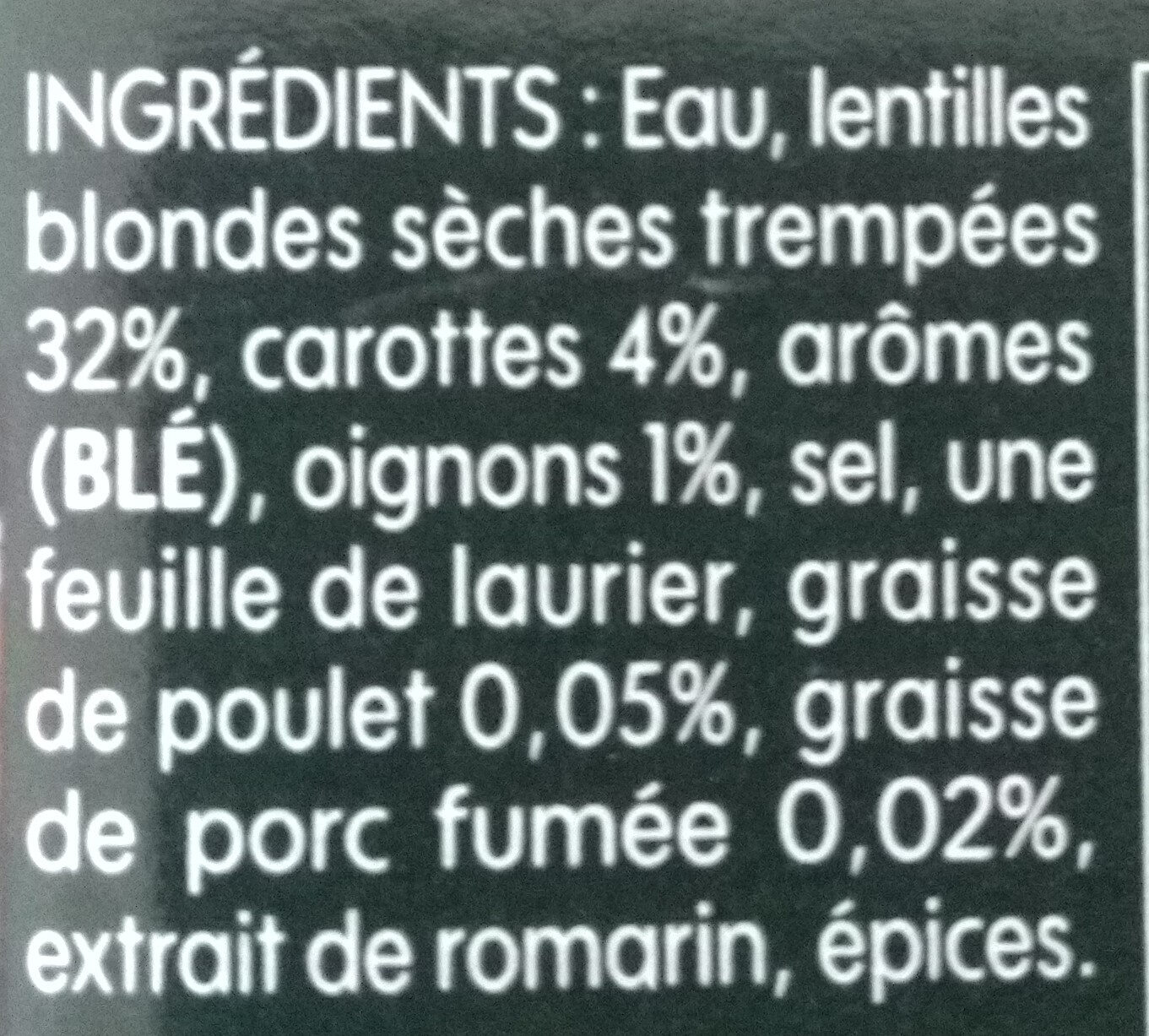 Lentilles préparées - Ingredientes - fr
