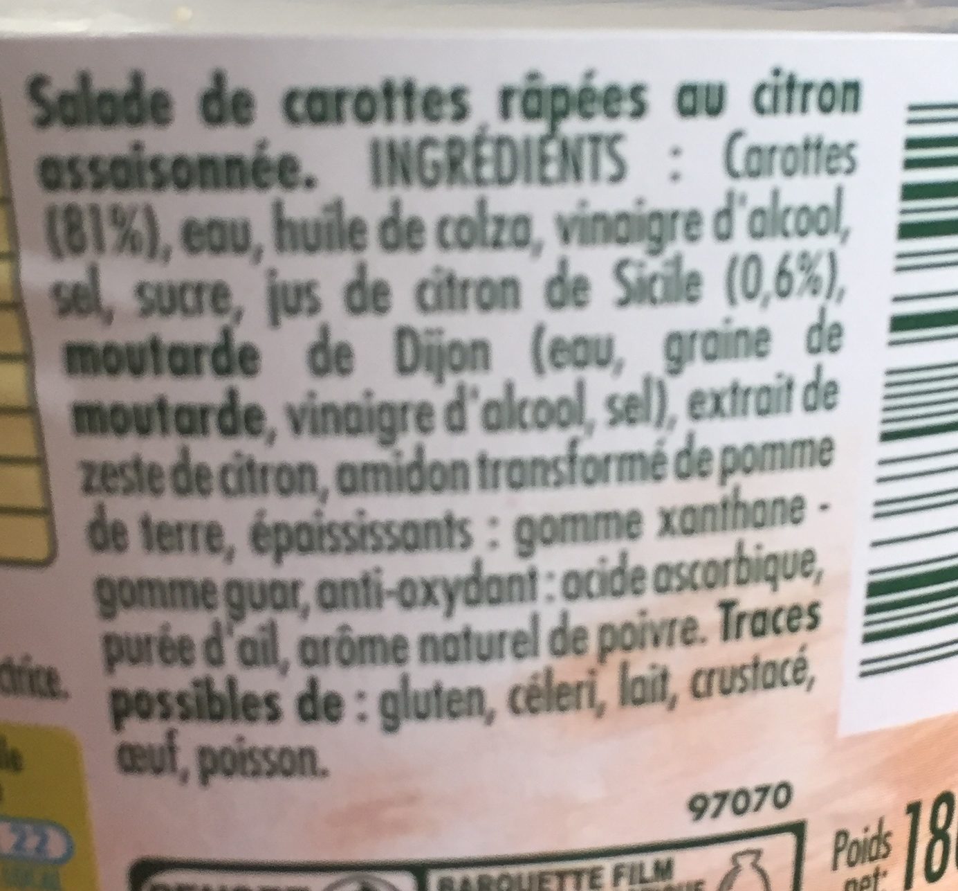 Carottes Rapées - Ingrediënten - fr