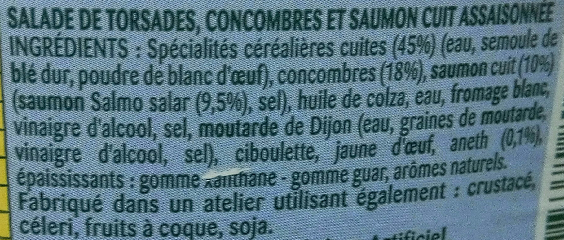 Tortis Concombres & Saumon - Ingredients - fr