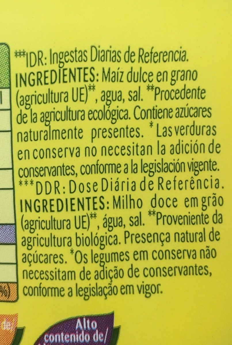 Bonduelle Maíz Bio Sin Azúcares Añadidos - Ingredients - fr