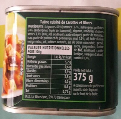Légumes cuisinés tajine carottes et olives Cassegrain - Produkt - fr
