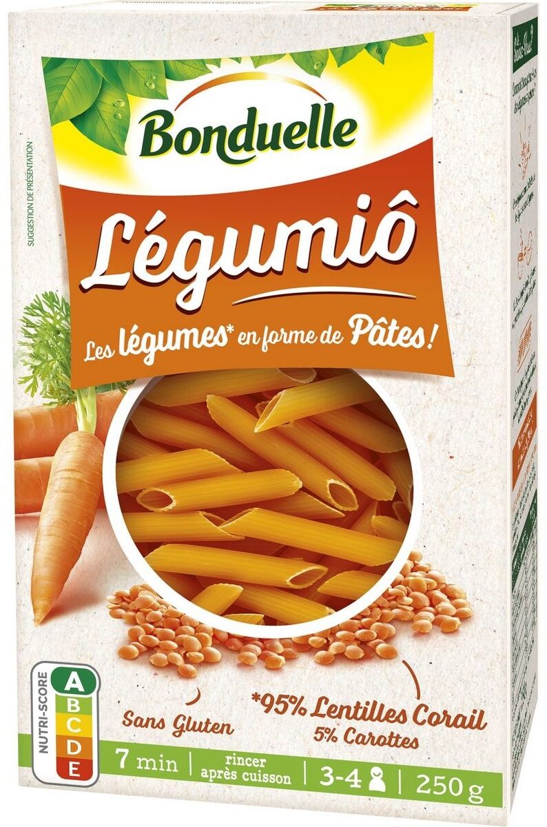 Légumiô - Pâtes de Lentilles Corail et Carottes - Producte - fr