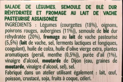 Taboulé Courgettes & Fromage sauce à la menthe - Ingredienti - fr