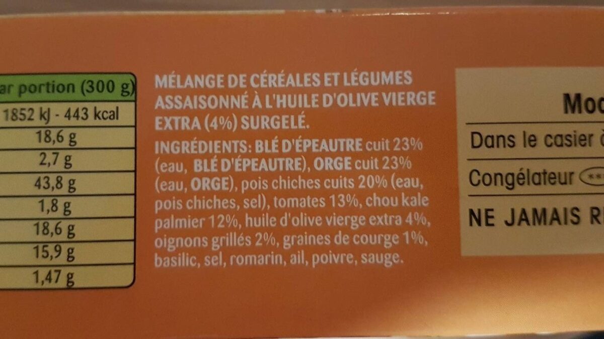 VeggissiMmm! Mix Céréales - Orge, Épeautre, Pois Chiches et légumes gourmands - Ingredients - fr