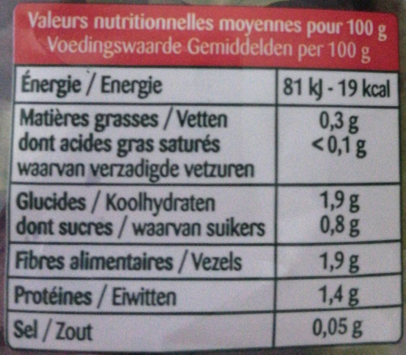 Jeunes pousses BIO 100g+30% - Nutrition facts - fr