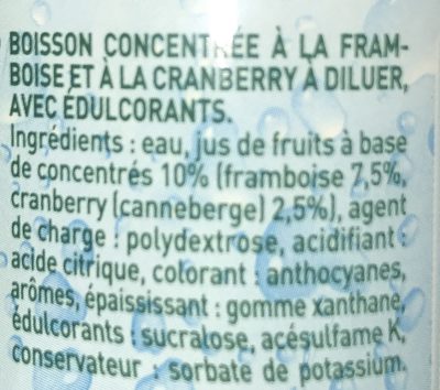 Framboise Cranberry 0 % de sucre - Ingredients - fr