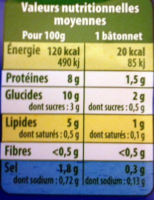 Bâtonnets Moelleux (28 Bâtonnets) - Nutrition facts - fr