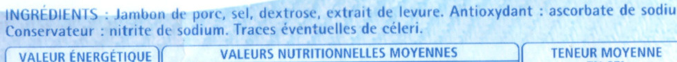 Le Jambon de Paris (- 25 % de Sel) 4 Tranches +1 Gratuite - Ingredients - fr