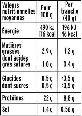 Simplement bon au torchon - 25% de Sel* - Valori nutrizionali - fr
